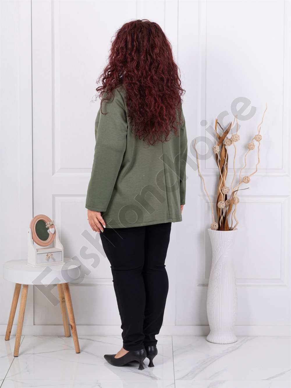 Plus size casual γυναικείο σακάκι-χακί-κωδ 24487-4