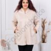 Plus size βελούδινο ζακέτα με κουκούλα-μπεζ-κωδ 3833-5