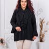 Plus size πουκάμισο με βολάν στη λαιμόκοψη-μαύρο-κωδ 24348