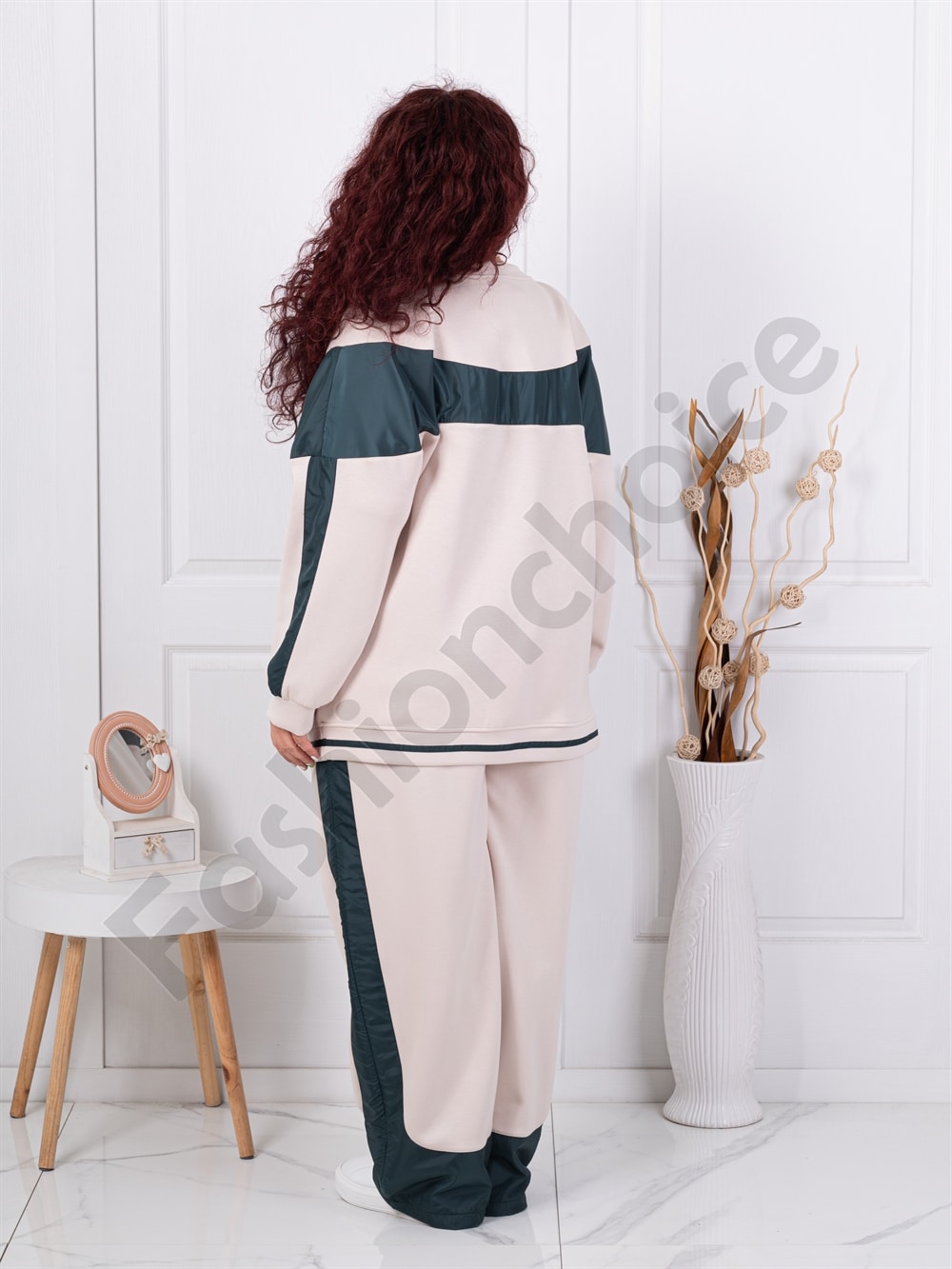 Plus size σετ φόρμας με συνδυασμό υφασμάτων-κωδ 23065