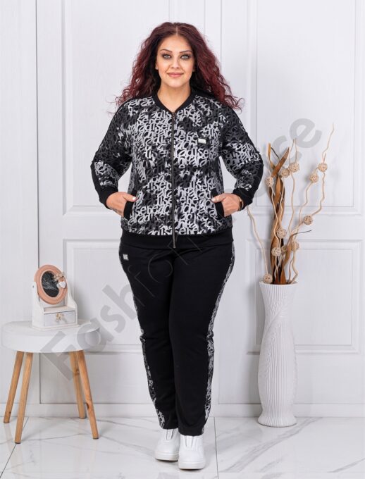 Plus size σετ με ντεσέν γράμματα-κωδ 4664