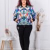Plus size σετ με στάμπα χρωματιστά φύλλα-κωδ 4622