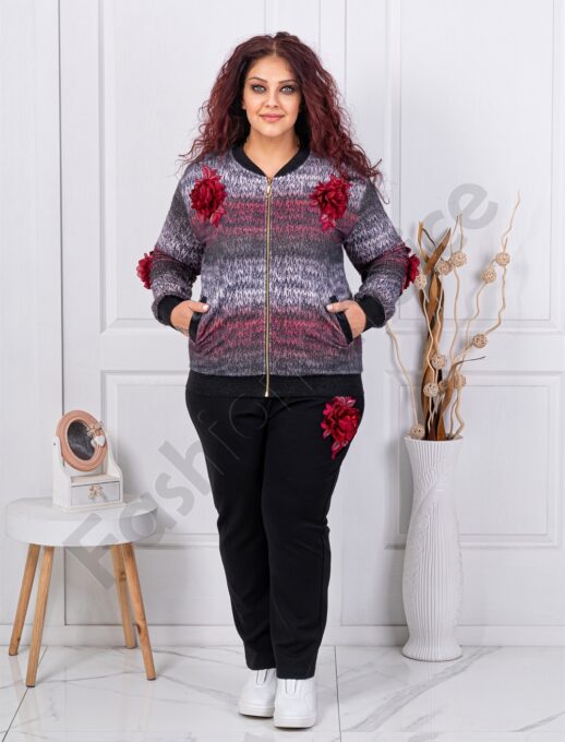 Plus size σετ με 3D λουλούδια απλικέ-κωδ 4589