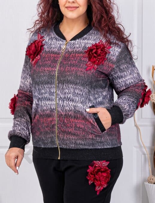 Plus size σετ με 3D λουλούδια απλικέ-κωδ 4589