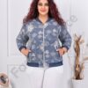 Plus size τζιν ζακέτα με τύπωμα φλοράλ-κωδ 4472
