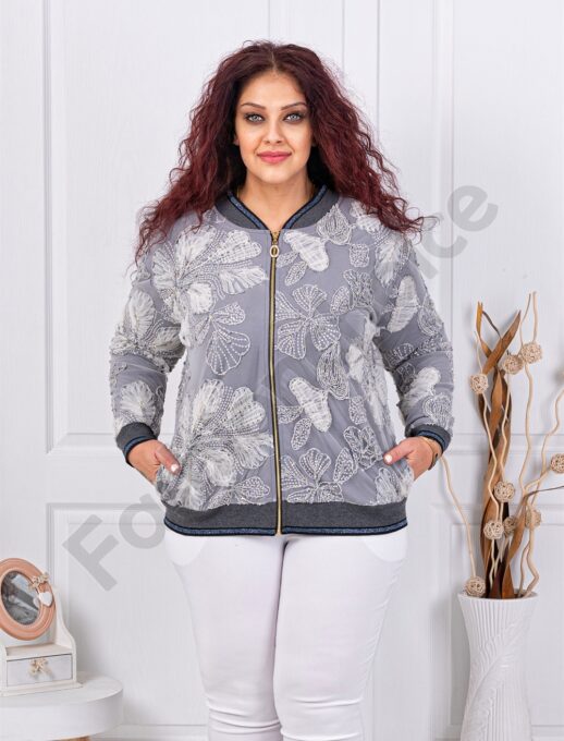 Plus size ζακέτα με τύπωμα φλοράλ-κωδ 4574