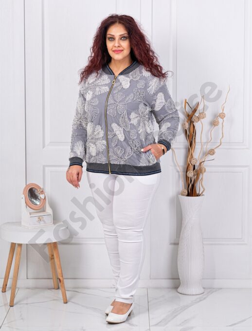 Plus size ζακέτα με τύπωμα φλοράλ-κωδ 4574