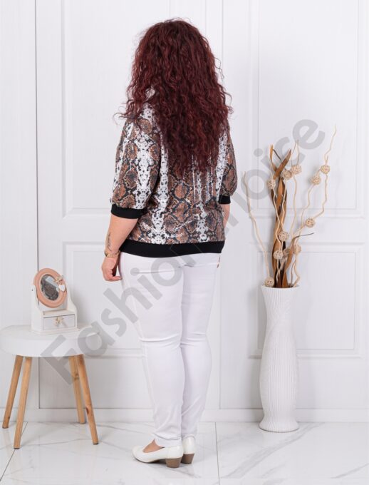 Plus size ζακέτα με τύπωμα φίδι και παγιέτες-κωδ 6274