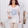 Plus size μπλούζα με λεπτομέρεια δίχτυ-μπεζ-κωδ 3995-1