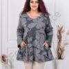 Plus size τουνίκ με τσέπες φλοράλ-γκρι-κωδ 13069