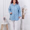 Plus size τζιν πουκάμισο με καρδιές-ανοιχτό μπλε-κωδ 99966-1