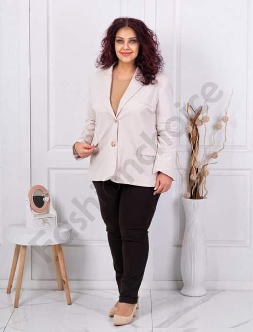 Plus size σακάκι με διπλό πέτο-μπεζ-κωδ 4137-5