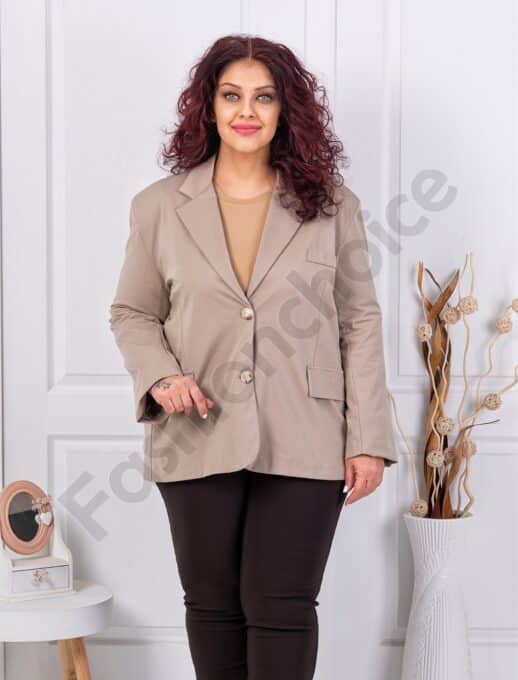 Plus size σακάκι με διπλό πέτο-μόκα-κωδ 4137-1