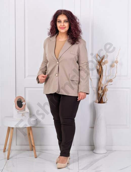 Plus size σακάκι με διπλό πέτο-μόκα-κωδ 4137-1