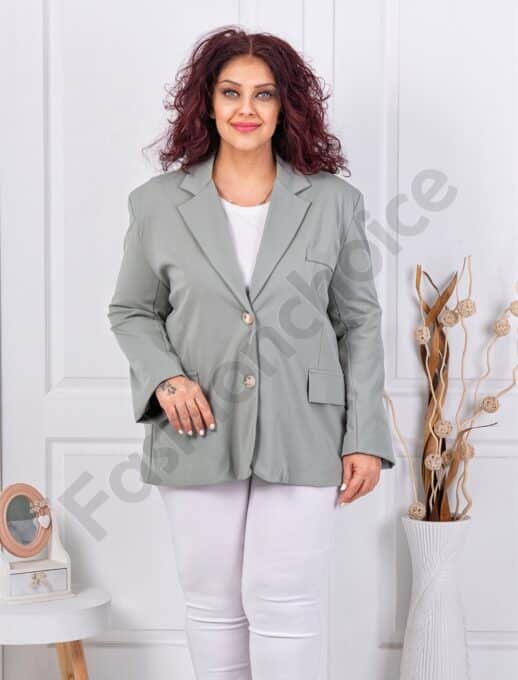 Plus size σακάκι με διπλό πέτο-χακί-κωδ 4137-6