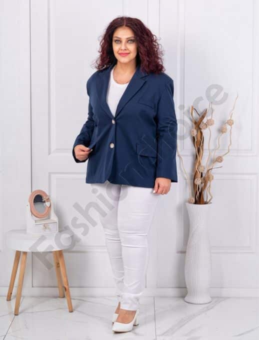 Plus size σακάκι με διπλό πέτο-σκούρο μπλε-κωδ 4137-2