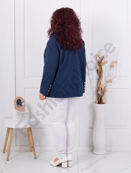 Plus size σακάκι με διπλό πέτο-σκούρο μπλε-κωδ 4137-2