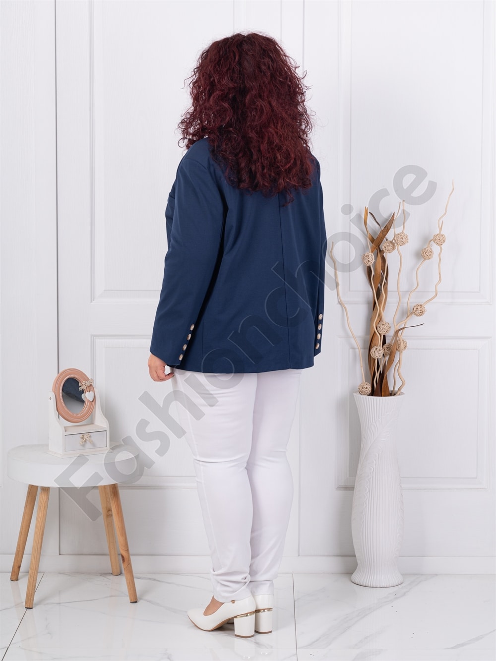 Plus size σακάκι με διπλό πέτο-σκούρο μπλε-κωδ 4137-2