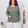 Plus size μπλούζα με κέντημα στο τελείωμα-χακί-κωδ 11510-1