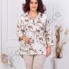 Plus size πουκάμισο με ντεσέν φύλλα-καφέ-κωδ 82353-1