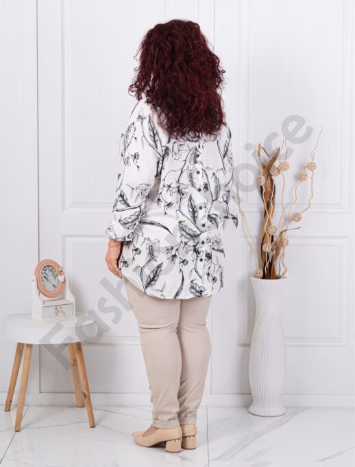 Plus size πουκάμισο με ντεσέν φύλλα-μαύρο-κωδ 82353
