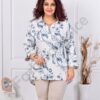 Plus size πουκάμισο με ντεσέν φύλλα-μπλε-κωδ 82353-2