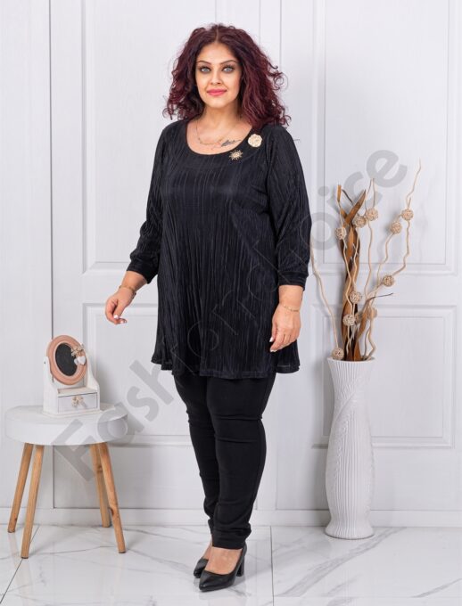 Plus size τουνίκ ανάγλυφη υφή-μαύρο-κωδ 1481
