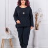 Plus size σετ με απλικέ και παγιέτες-μαύρο-κωδ 61858