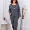 Plus size σετ με απλικέ και παγιέτες-γραφίτη-κωδ 618581-1