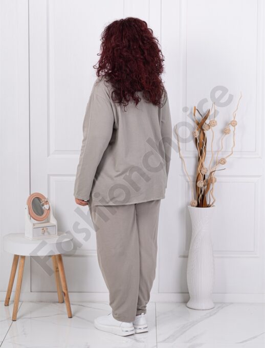 Plus size σετ με απλικέ και παγιέτες-μόκα-κωδ 618581-2