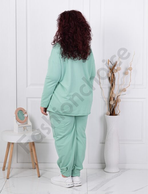 Plus size σετ φόρμας με μπλούζα ασύμμετρη-μέντα-κωδ 261240-3