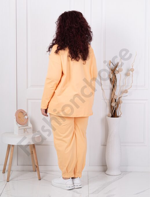 Plus size σετ φόρμας με μπλούζα ασύμμετρη-κίτρινο-κωδ 261240-5
