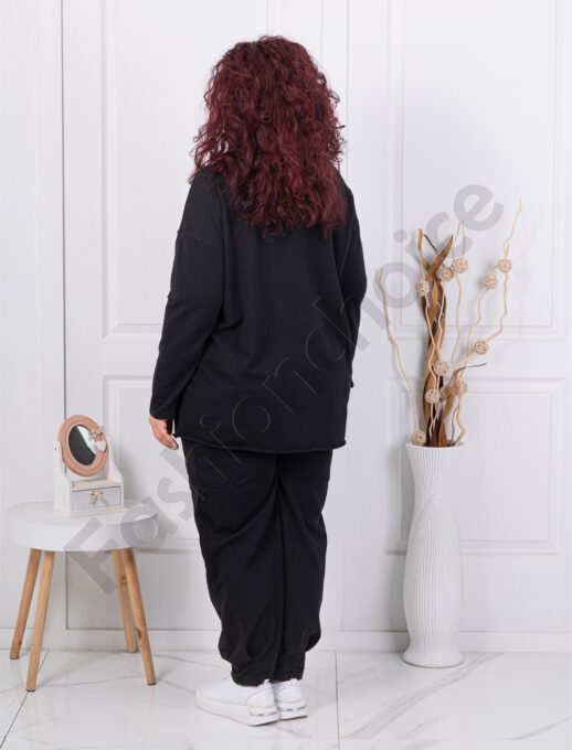 Plus size σετ φόρμας ασύμμετρη-μαύρο-κωδ 261240