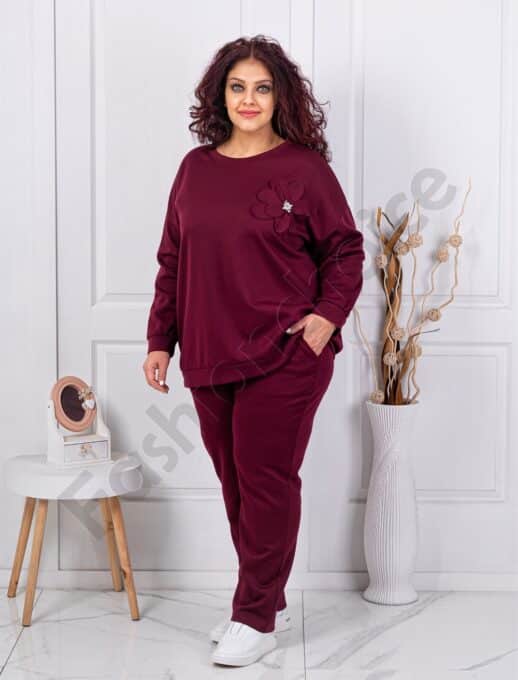 Plus size σετ φόρμας με απλικέ και στρας-μαρσάλα-κωδ 24475 (-1