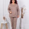 Plus size σετ φόρμας με απλικέ και στρας-μόκα-κωδ 24475-2