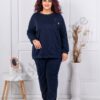 Plus size σετ φόρμας με απλικέ και στρας-σκούρο μπλε-κωδ 24475-4