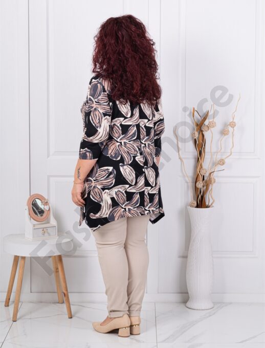 Plus size ασύμμετρη τουνίκ με σχέδιο λουλούδια-παστέλ-κωδ 26367-3