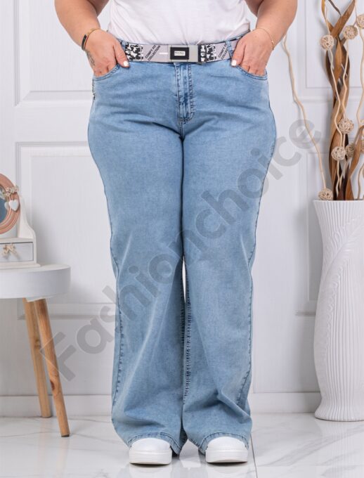 Plus size τζιν παντελόνι σε ίσια γραμμή-μπλε-κωδ 7724