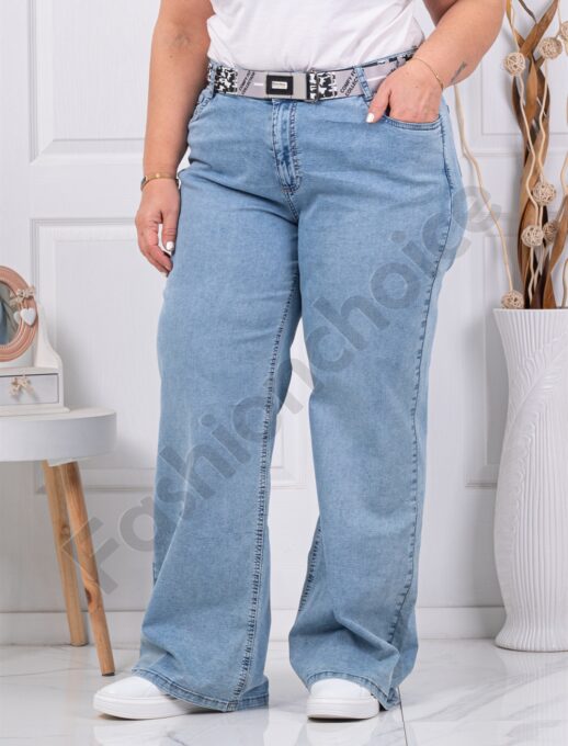 Plus size τζιν παντελόνι σε ίσια γραμμή-μπλε-κωδ 7724