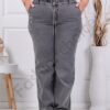 Plus size τζιν παντελόνι με κέντημα-γκρι-κωδ 7583