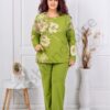 Plus size σετ φόρμας με φλοράλ σχέδιο-λαχανί-κωδ 261240-2