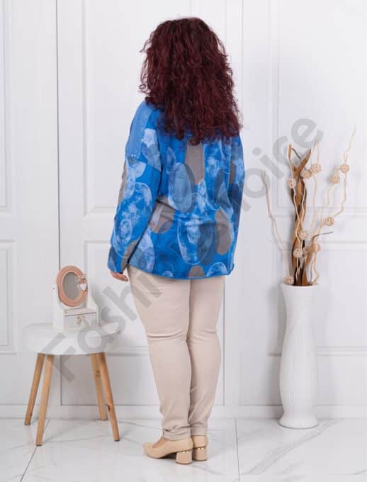 Plus size μπλούζα με τύπωμα κύκλους-μπλε ρουά-κωδ 261238-3