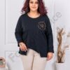 Plus size ασύμμετρη μπλούζα με απλικέ παγιέτες-μαύρο-κωδ 261239