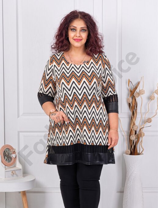 Plus size τουνίκ με ζικ-ζακ σχέδιο-κωδ 1421