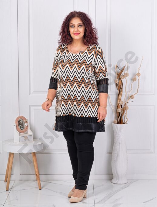 Plus size τουνίκ με ζικ-ζακ σχέδιο-κωδ 1421