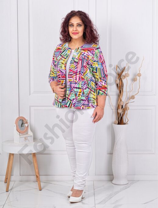 Plus size σακάκι με σχέδια πολύχρωμα-κωδ 1439-14