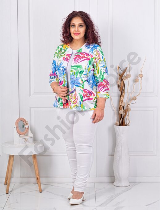 Plus size σακάκι με πολύχρωμα φύλλα-κωδ 1439-15