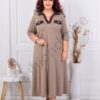 Plus size φόρεμα με γιακά-μόκα-κωδ 1482-2