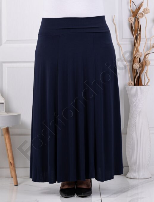 Plus size κλος φούστα με λάστιχο-σκούρο μπλε-κωδ 26251-4