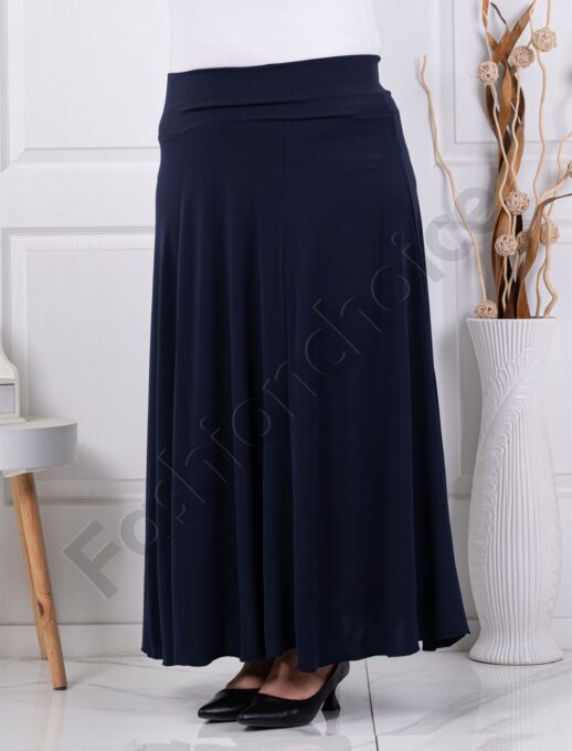 Plus size κλος φούστα με λάστιχο-σκούρο μπλε-κωδ 26251-4